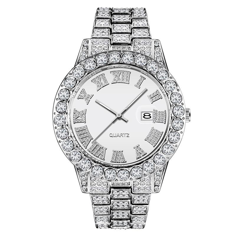 Hip Hop Full Iced Out Mens Watches Modern Quartz Wrist Watches With Micropaved Cubic Zircon Watch For Women Men Jewelry