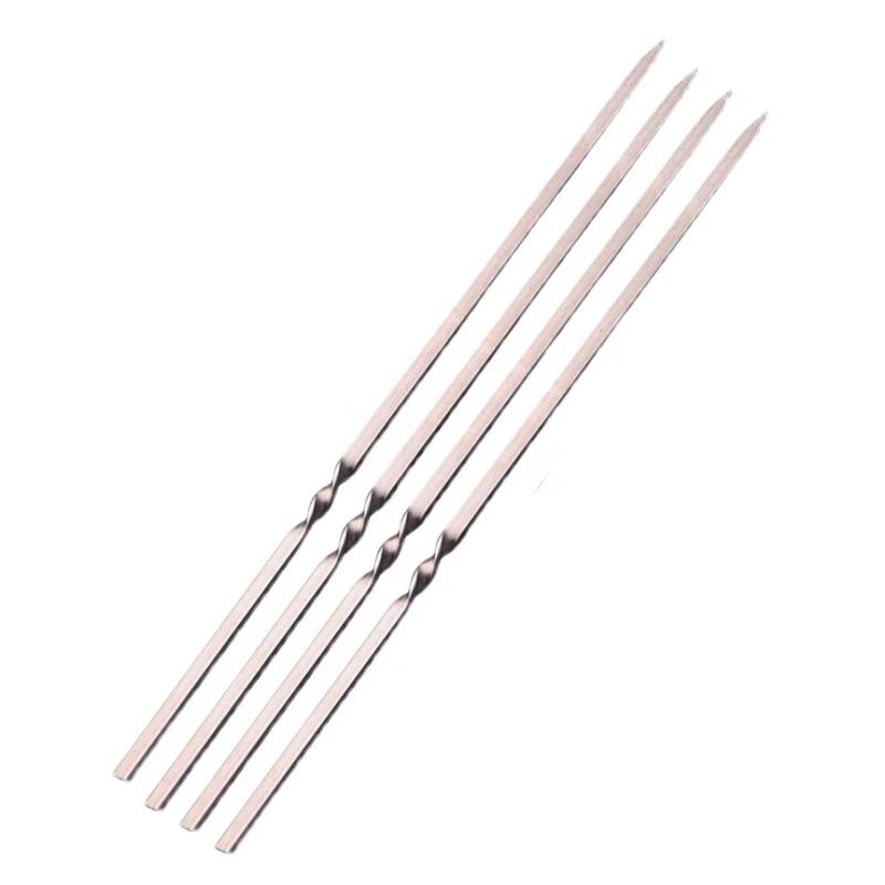 

ZISIZ 40cm Flat Stainless Steel BBQ Skewers (4-Pack)