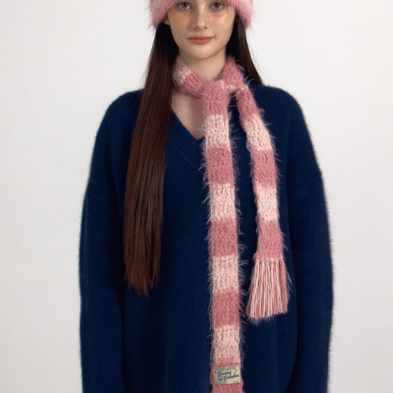 DANCING GRANDMA SOFT STRIPE MUFFLER : BABY pink