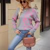GMXIA Knitted Sweater Woman Autumn Winter Round Neck Jumper Leopard Print Long Sleeve Knitted Jumper Woman