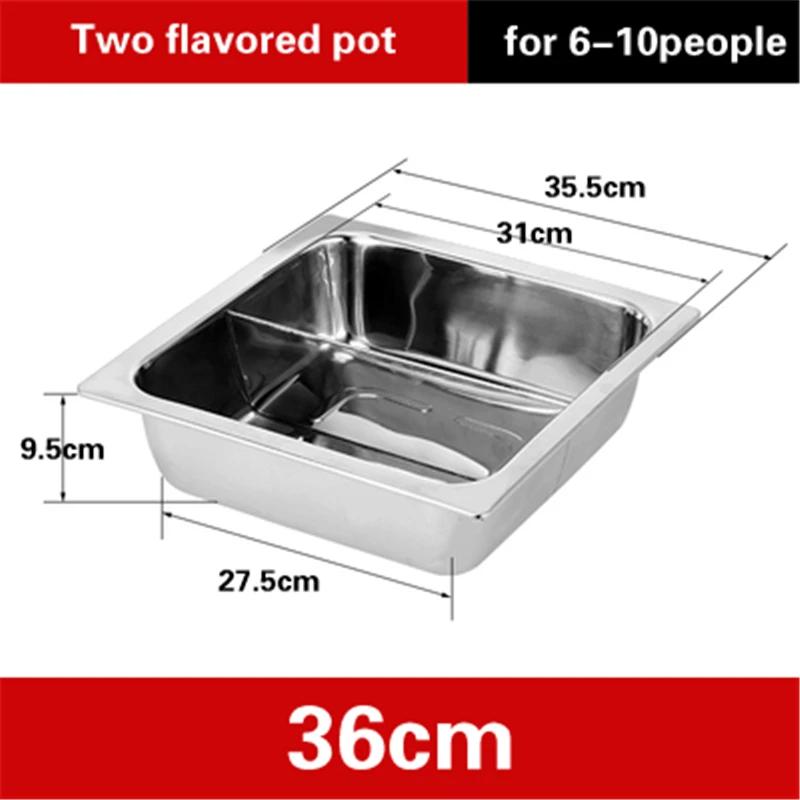 Extra thick stainless steel square hot pot Stewed Mandarin Duck with Ears Hotpot for induction cooker Mother and son pot hotpot