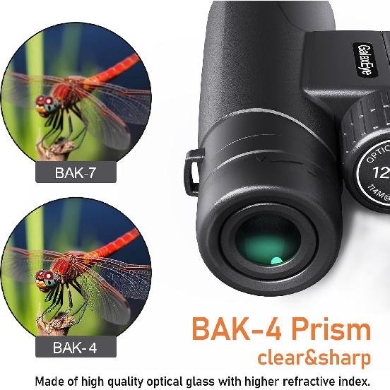 Binoculars for Adults 12x42 GalaxEye Compact with Phone Adapter Large View Easy Focus with HD BAK4 Prism FMC Lens for Bird Watching, Hunting,