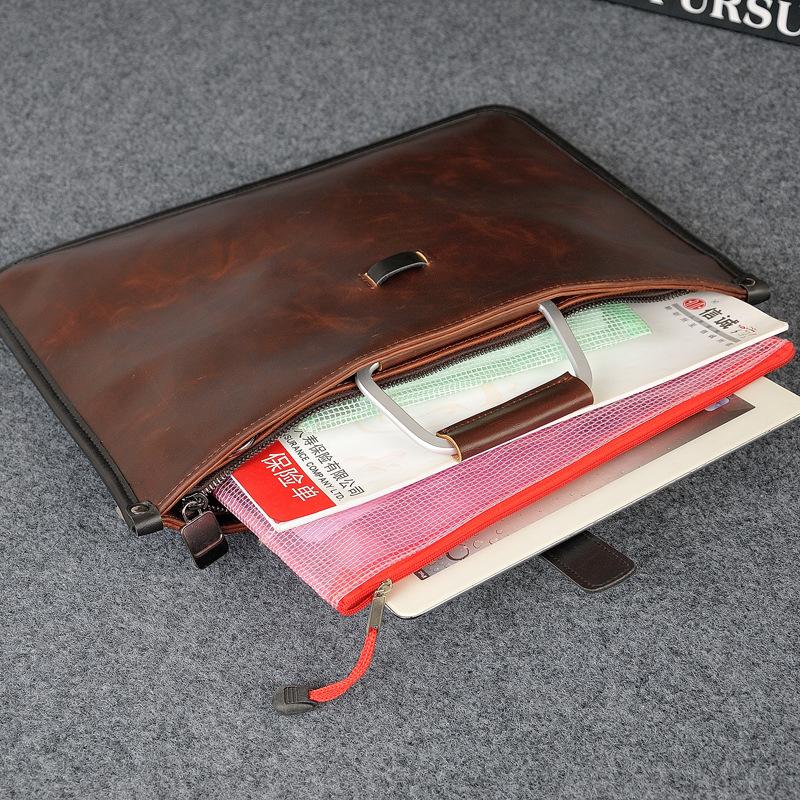 Men's Casual One-shoulder Messenger Trendy Bag Crazy Horse Leather Men's Bag Retro Handbag Simple Atmosphere File Bag