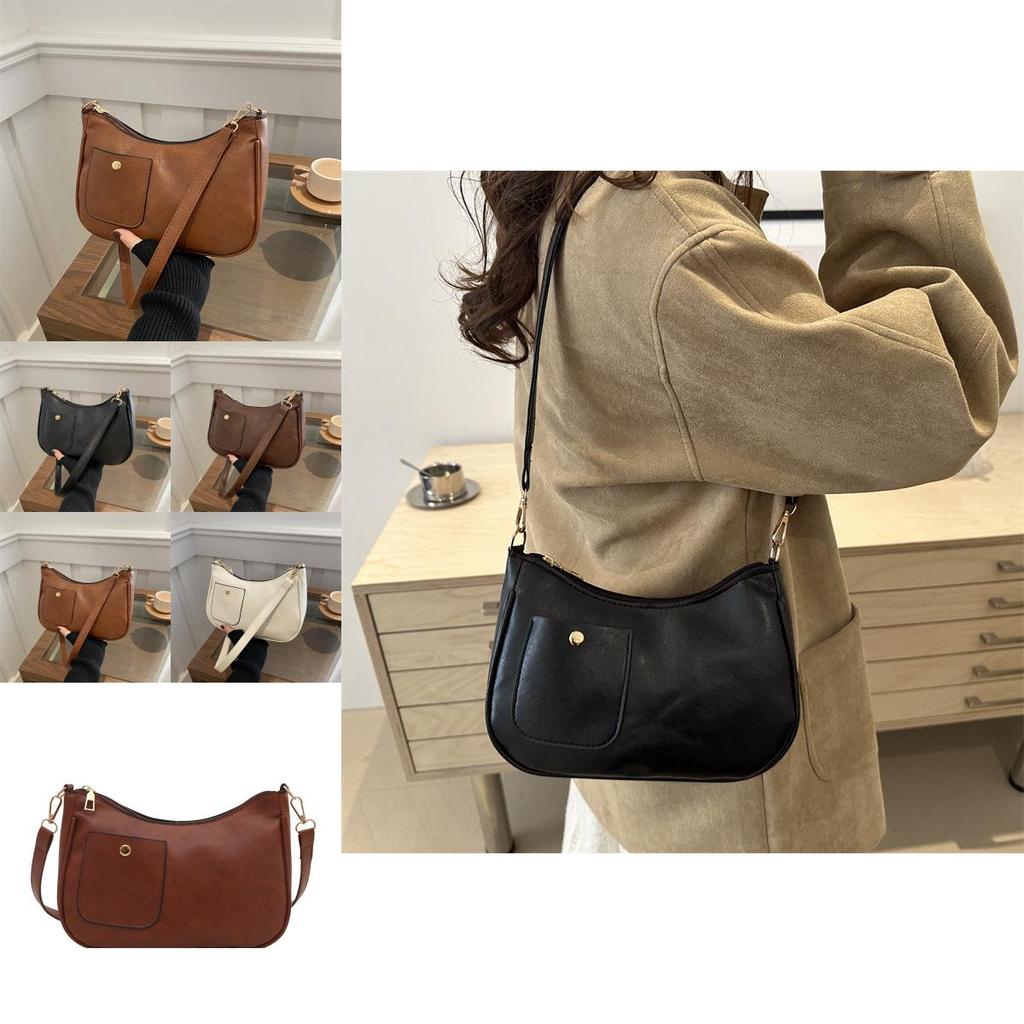 Niche Texture Minimalist Single Shoulder Underarm Bag Crossbody With Closure Zip