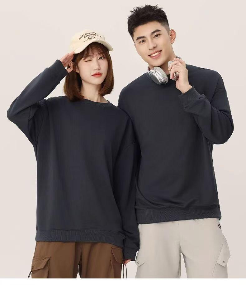 Custom Panda Pattern Heavyweight Long Sleeve Crew Neck Sweatshirt for Milk Tea Shop Workwear