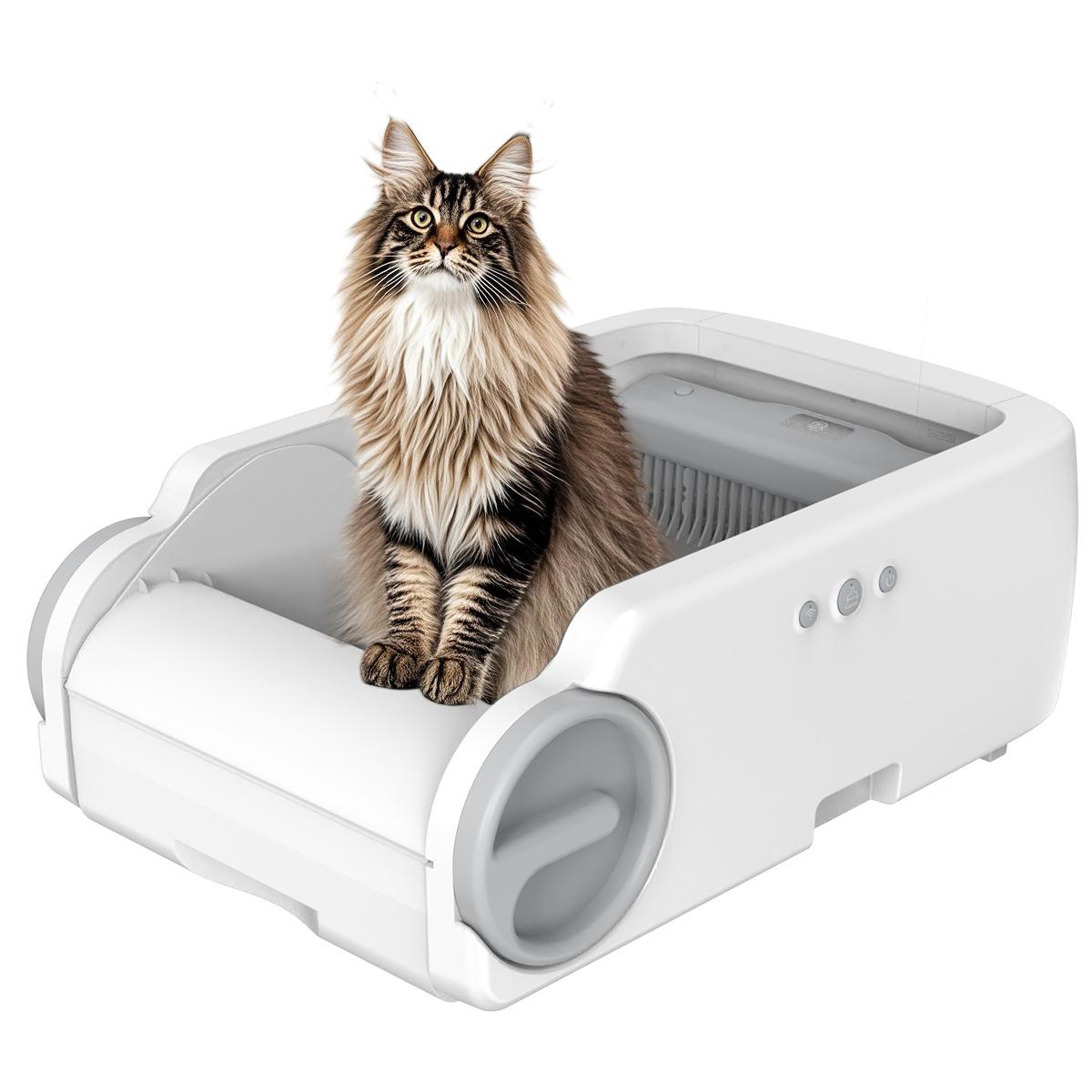 

New smart stainless steel base cat litter box automatic open cat litter box wifi cleaning cat toilet app US standard