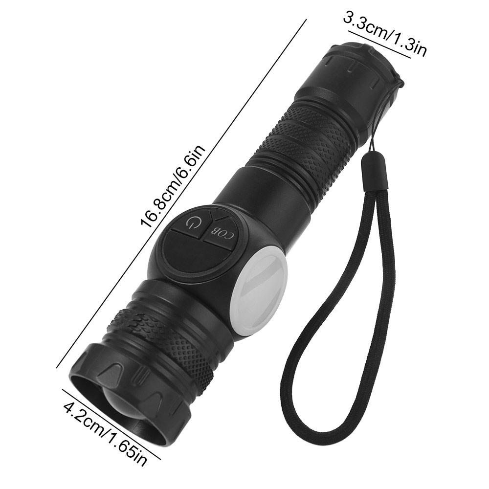 Searchlight LED Flashlight USB Rechargeable Camping Light Portable Display  Torch  Outdoor