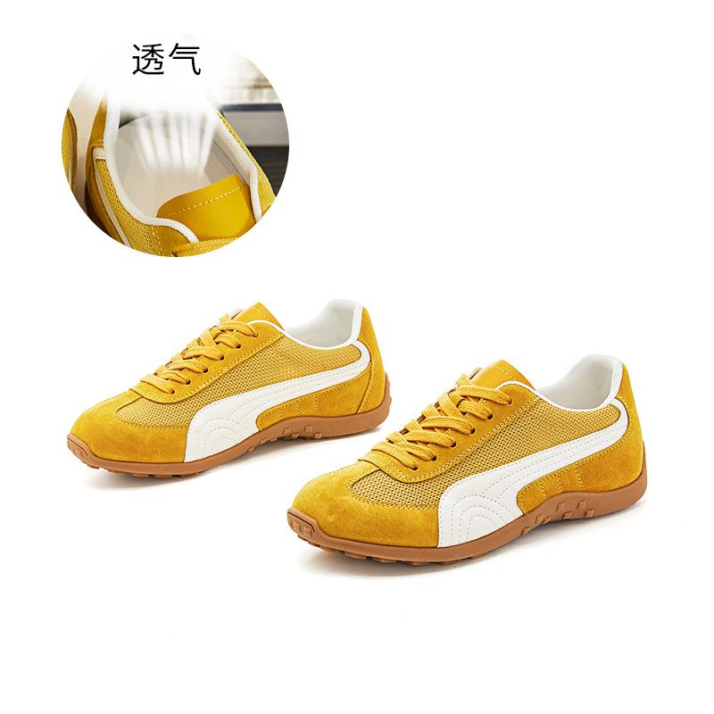 

Genuine leather Forrest Gump shoes women s 2025 summer new thick-soled versatile little white shoes women s color matching retro ballet training shoe 40 жёлтый