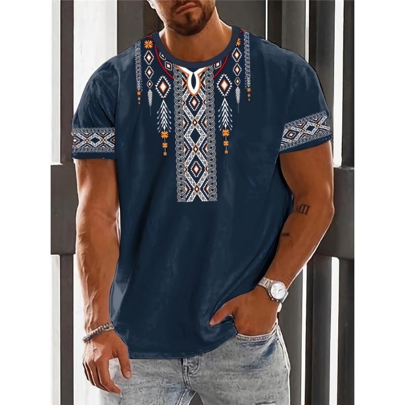 Men's T-Shirts Plus Size Ethnic Style Pattern Graphic Print T-Shirt Summer Short Sleeve Tshirt Oversized Casual T Shirts for Men