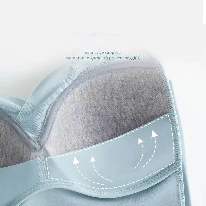 Ladies Seamless Ice Silk Sexy Bra Gathered Anti-sagging Summer Thin Lightweight Breathable Beautiful Back Sports Bra