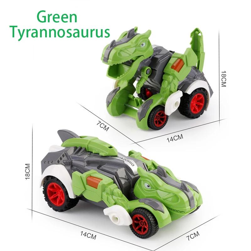 2 In 1 Dinosaur Collision Deformation Inertia Car Racing Boy Tyrannosaurus Rex Toy Car Deformation Engineering Car Birthday Gift