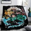 1PC Demon Slayer Kimetsu No Yaiba Patterned Flannel Blanket Suitable For All Seasons For Home Decor Warmth And Comfort Gifts Holiday Present