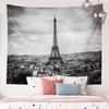 Black And White Eiffel Tower Tapestry Paris European City Landscape France Decor Hangings Tapestry Large Tapestry For Bedroom