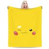 Funny 3D Pikachu Dotted Face Blanket Pokemoned Travel Flannel Bedding Throws For Living Room Soft Warm Quality Bedspread Gift