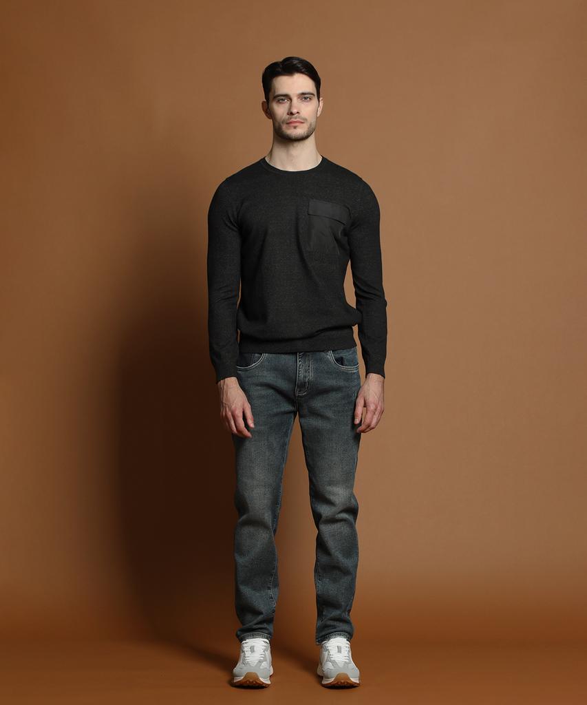 PANICALE Black Unisex Slim Fit Soft Pocket Knit