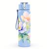 1PC Pastel Watercolor Floral Graphic,750ml Color Plastic Sports Water Bottle,Leakproof Flip Straw Lid,Suitable for Sports Office Home Use