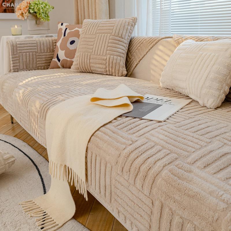 

Подушка для дивана, зимняя противоскользящая плюшевая простая современная подушка, кремовый стиль, утолщенная спинка, чехол для дивана, чехол 70*70cm