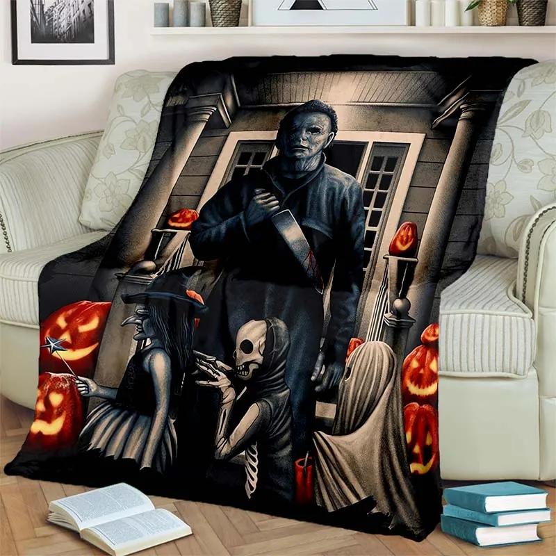 HD Horror Movie Game Halloween Gift Blanket Michael Myers Sofa Bed Decor Warm Flannel for Outdoor Picnic Car