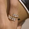 Trendy Minimalist Gold Plated Stainless Steel Emerald Cut CZ Open Band Stackable Ring for Women Fashion Jewelry