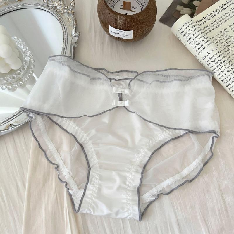 Girl Pure Desire Wind Satin Underwear Summer Thin Sweet Mesh Women's Triangle Panties