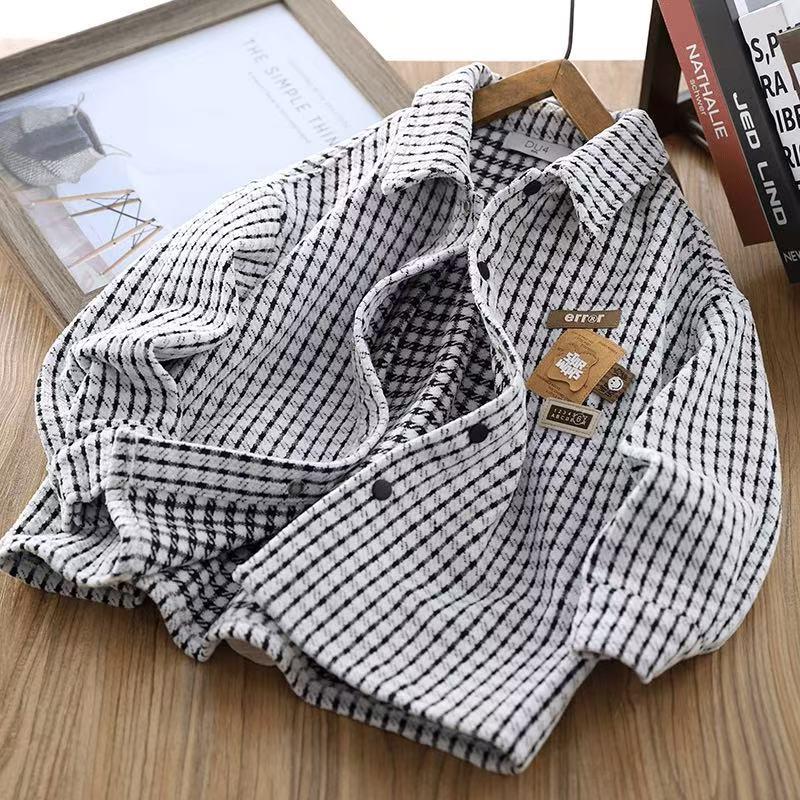 Jungen Langarm Karohemd - Stilvolles Herbst-/Frühlings-Freizeitoberteil für 2026