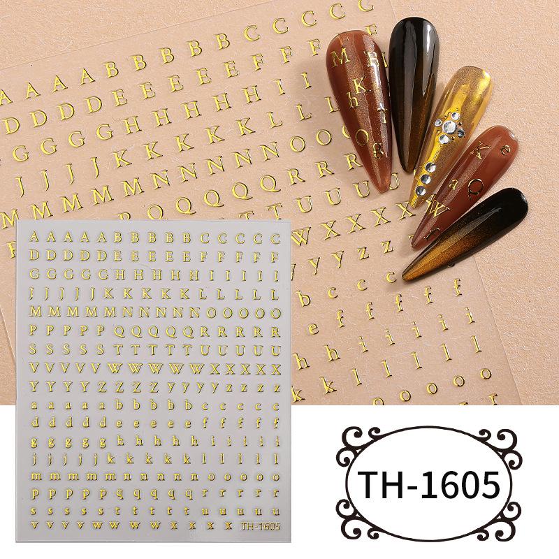 Zhengxiang Mixed Color Gold Letter & Number Nail Stickers