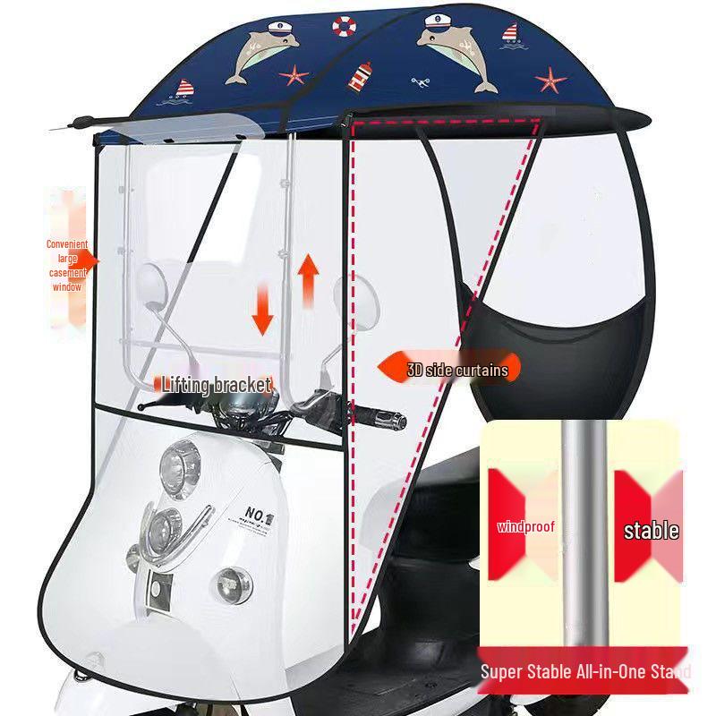 Toldo Impermeable y Protector Solar para Coche con Parabrisas Engrosado para Bicicletas Eléctricas y Triciclos