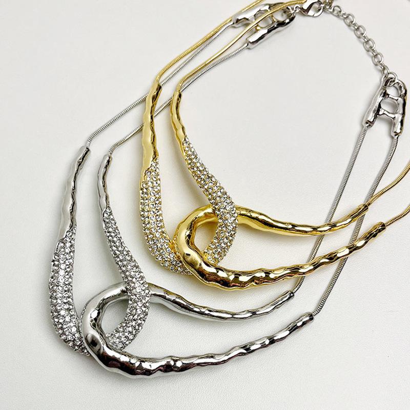 Sense U-shaped Cross Flash Diamond Splicing Chain Collar Light Luxury Fashionable Choker Neck Chain