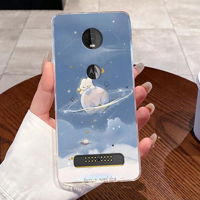 Hülle Für Motorola Moto Z4 Play Hülle Ästhetisch Mode Niedliche Katze Astronaut Weiches Silikon Schutzhülle Transparente Handyhülle
