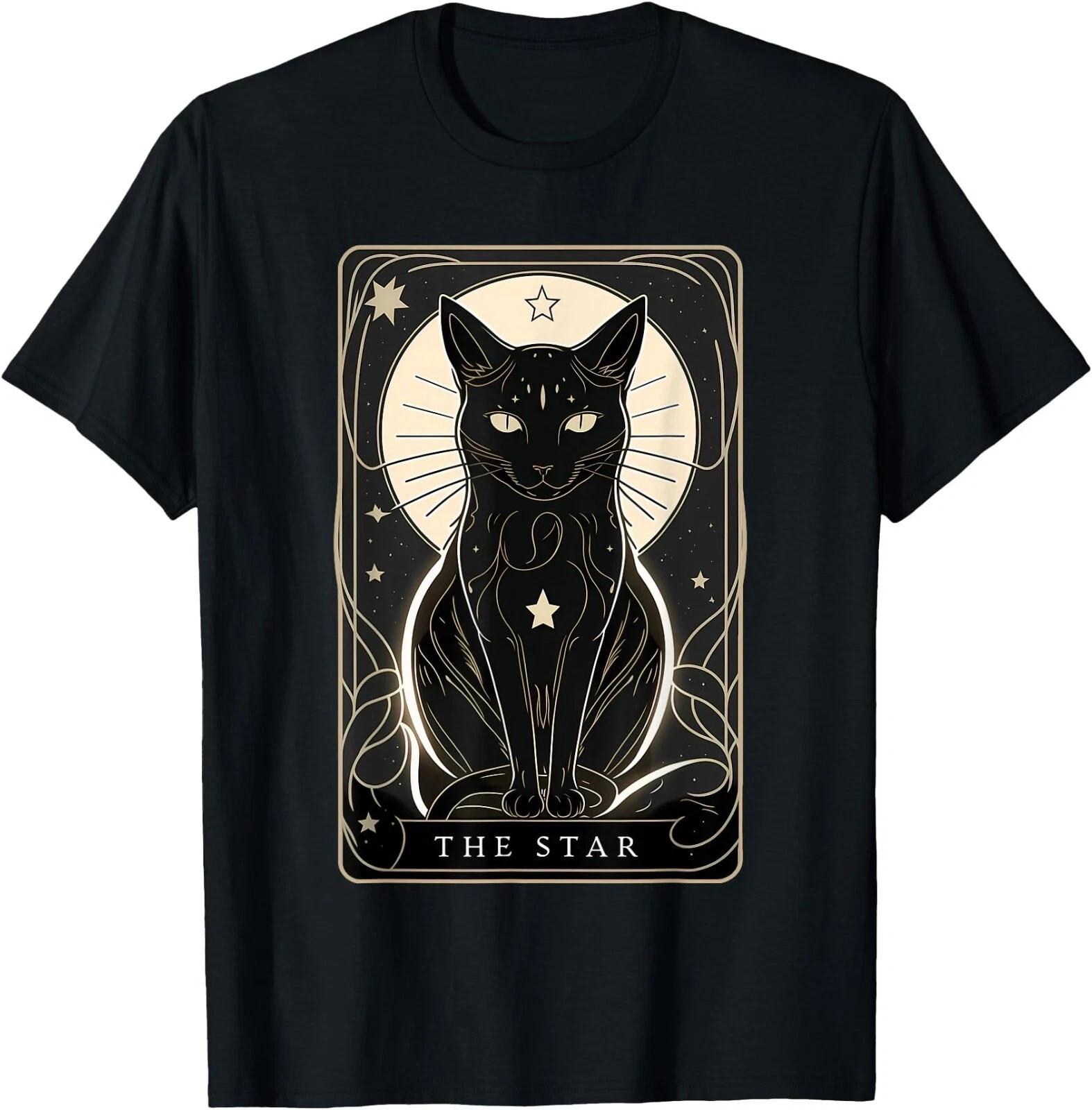 Star Cat Tarot Card Graphic for Tarot Cat Lovers T-Shirt , Unisex Tees S