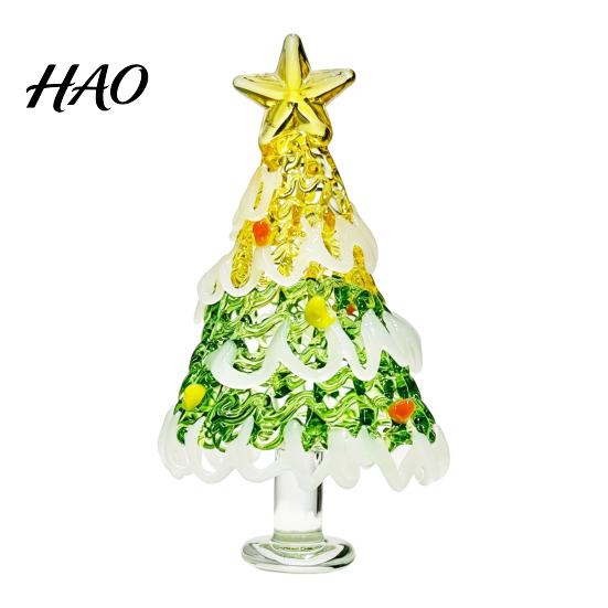 Kristallen Boom Bureauornament Handgeblazen Glas Kerstbeeldje, Mini Tafelbladornamenten Kerstornament, Handgemaakte Bureau Feestdecoratie Decoratief