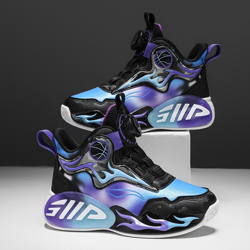 Children's basketball shoes Boys' shoes 2025 winter new sports shoes fleece warm large cotton shoes non-slip running shoes