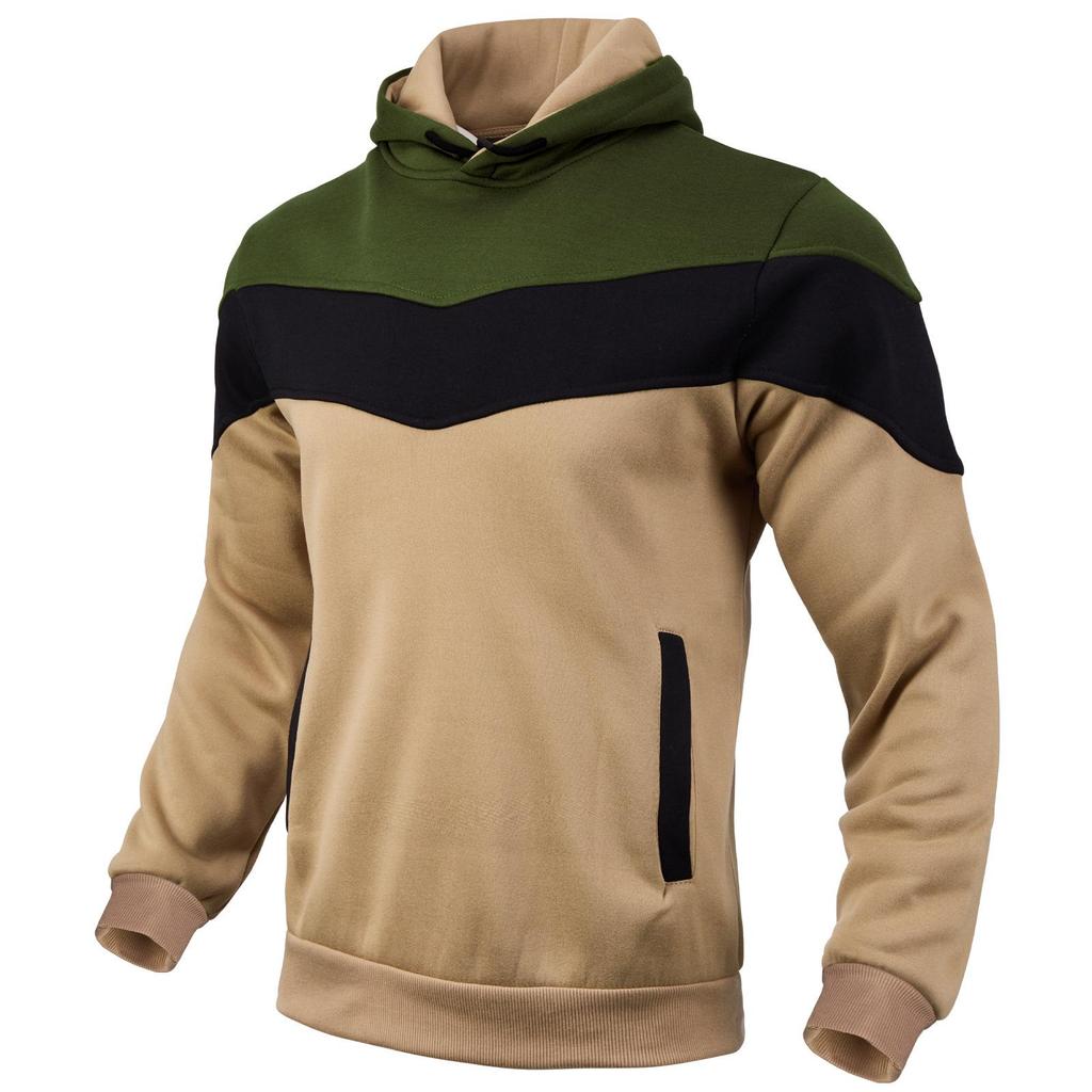 Herren Patchwork Kapuzensweatshirt, Langärmlig, Plus Samt, Herbst/Winter Freizeit-Hoodie.