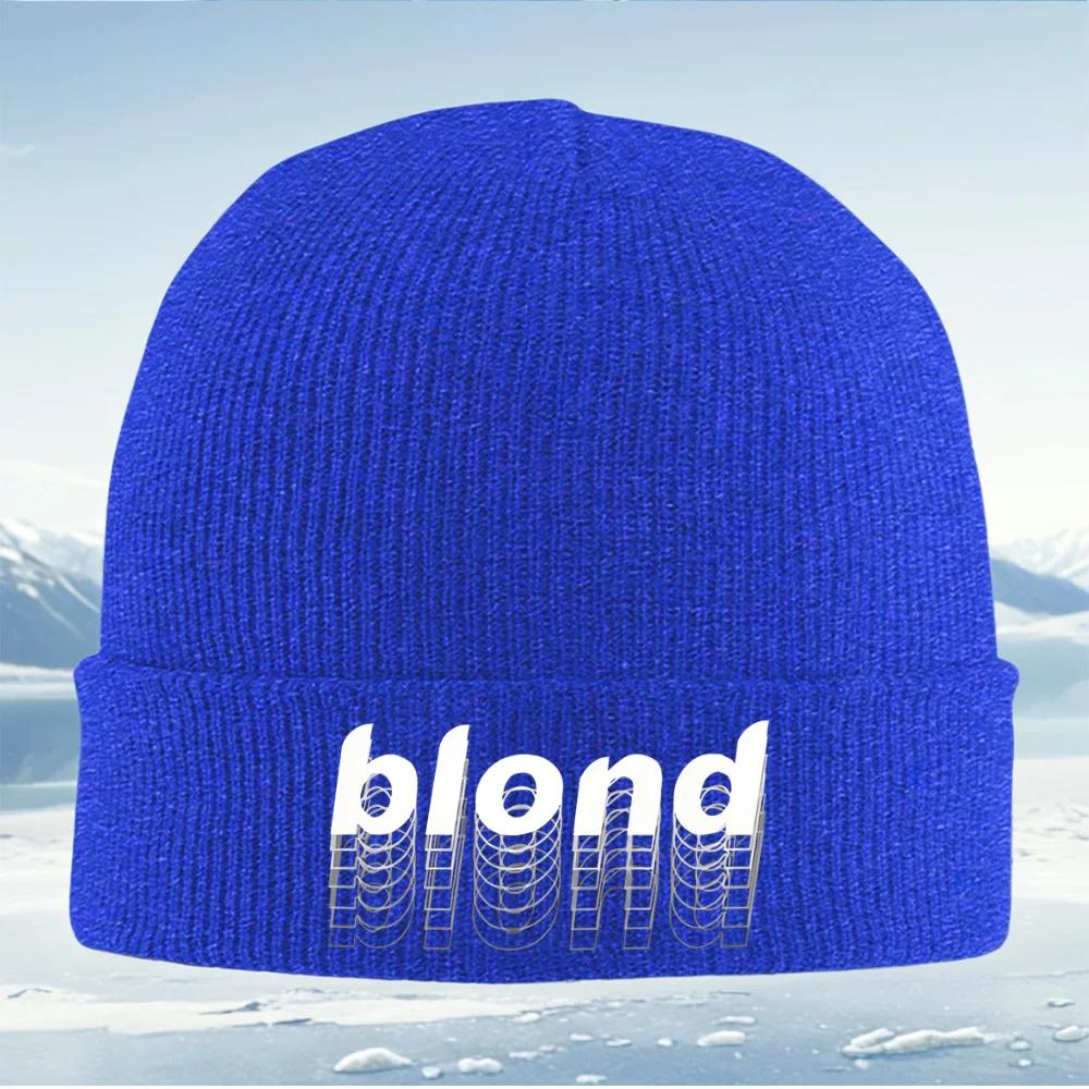 White D Effect Blond Black Background Knitted Hat Unisex Women Unisex Beanie Pullover Cap Winter Thermal Warm Christmas Outdoor Cy