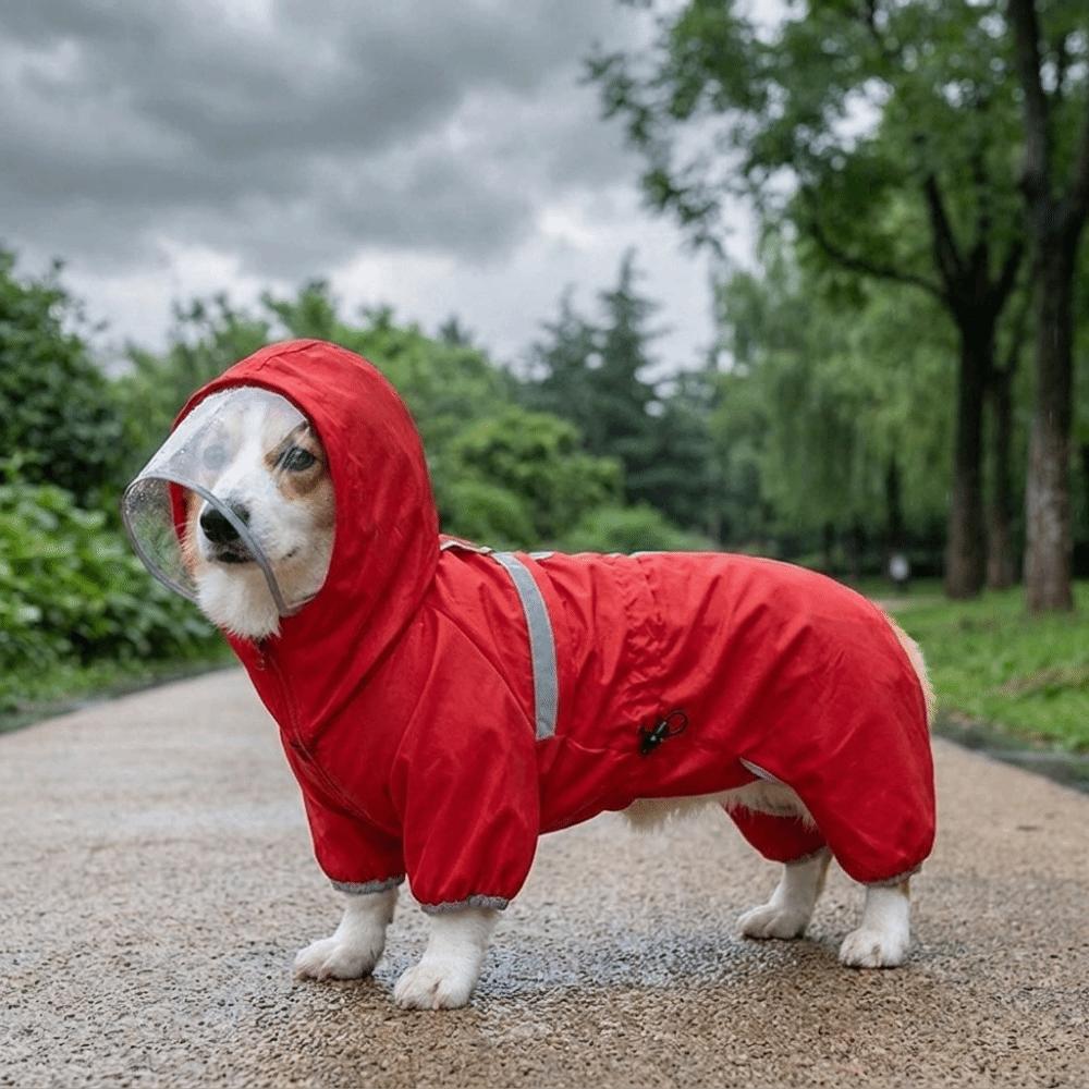 Reflective Dog Rain Cloak Adjustable Pet Four-legged Raincoat Dog Poncho  Outdoor Walking