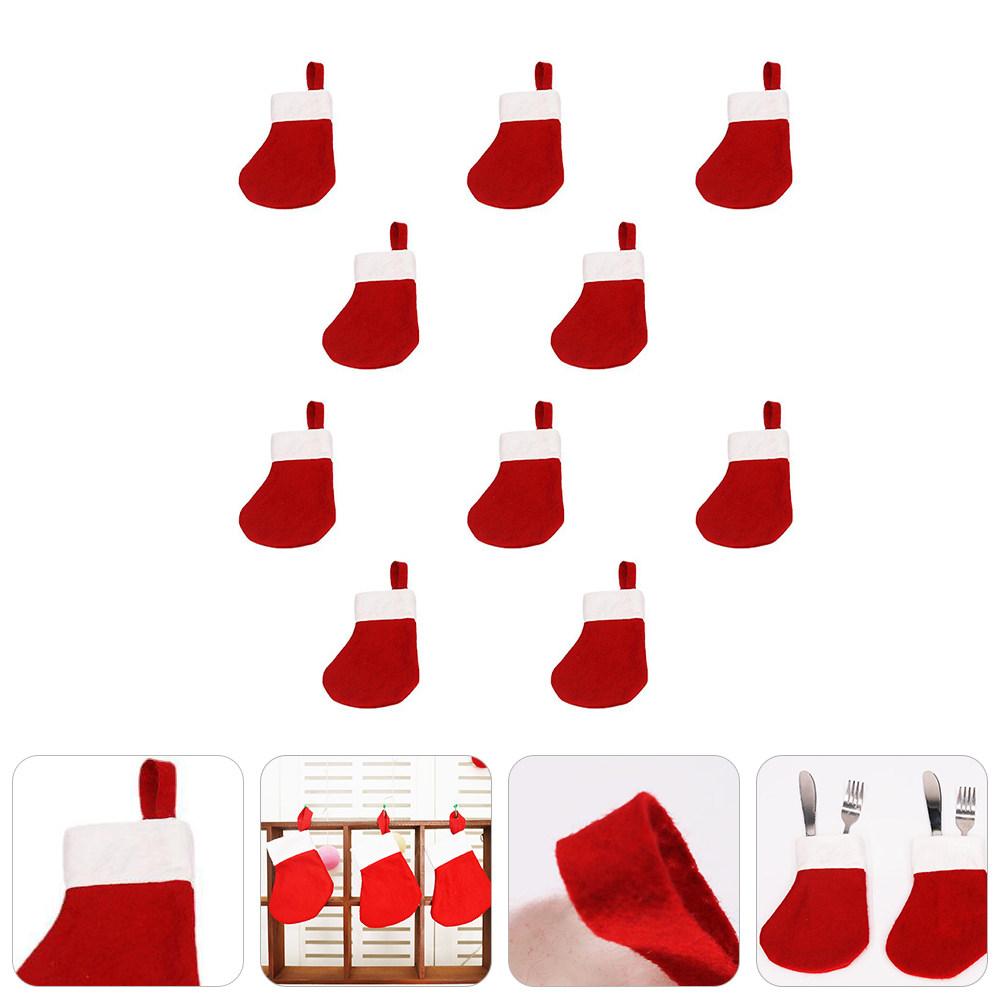 10Pcs Christmas Cutlery Set Non woven Fabric Holder Silverware ganizer Dinner Party Knives Forks Cover Socks Storage