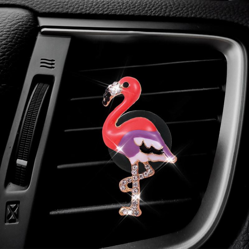 Diamond Flamingo Clips Perfume Car Air Outlet Aromatherapy Clip Perfume Clip Air Freshener Clip Auto Interior Accessories