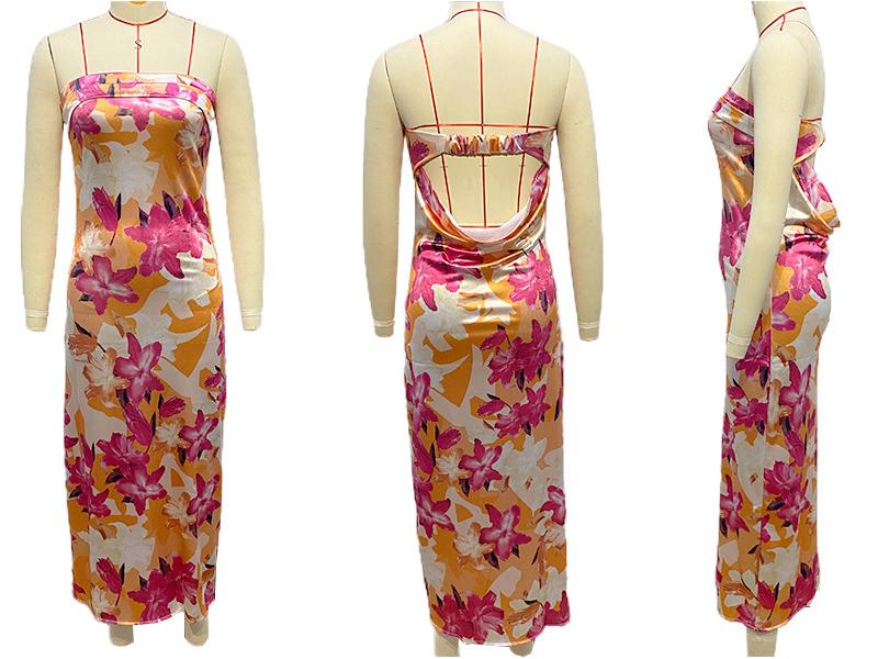 European & American 2025 Spring/Summer Satin Backless Tube Dress for Women.