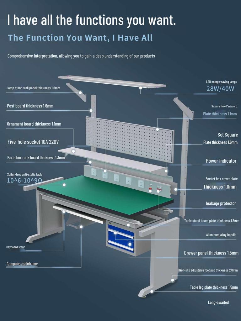 Multifunctional Anti-static Workbench for Electronic Repair and Laboratory Testing