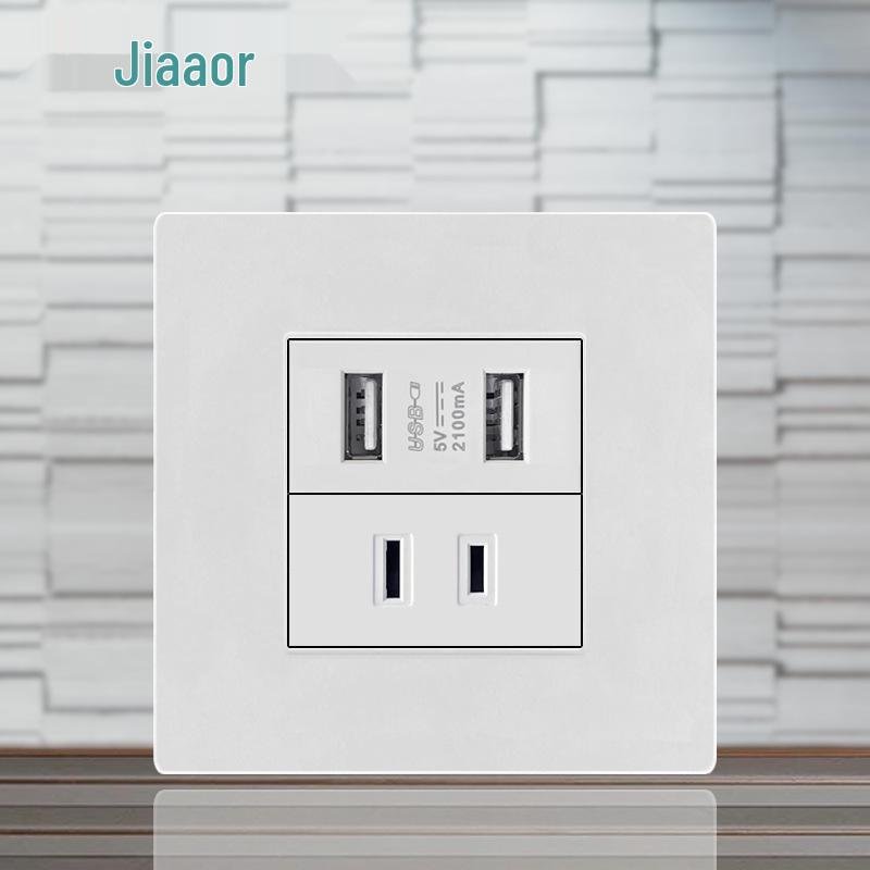 86 Typ Amerikanischer Standard Schalter- und Steckdosenpanel mit Doppel-USB & Typ-C, 3-Loch-Stecker für Japan & Taiwan, Unterputzmontage