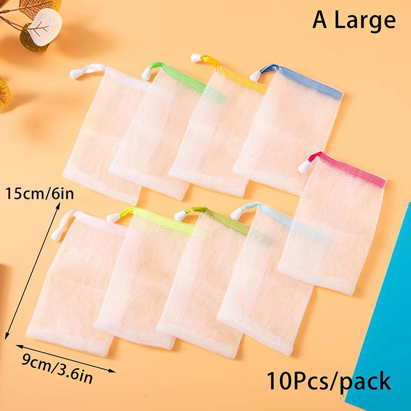 

Hangable 10Pcs/Set Exfoliating Bath Bubble Delicate Foam Face Cleansing Tool Soap Saver Bag Net Soap Pouch Foaming Mesh Bag