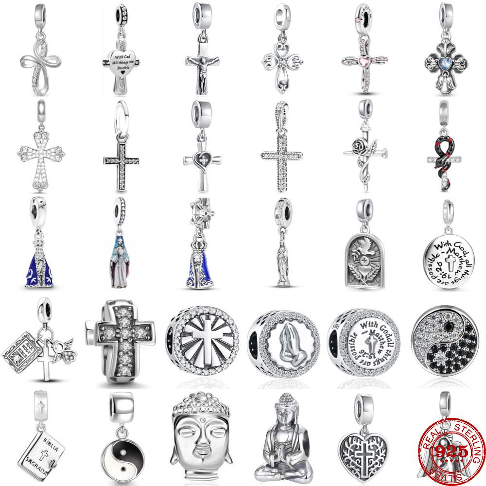 Neue Kupferbeschichtete Christus Kreuz Buddha Anhänger DIY Dangle Perle Passend für Original Anhänger Armband Modeschmuck