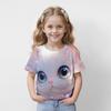 Girl Clothes Children's T-Shirts Short Sleeve 3D Cartoon Cat Print Cute Girls Clothing Kids Summer Clothes Casual Round Neck Top