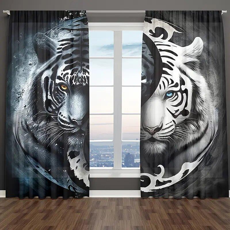 Tiger Printed Curtains Christmas Decorations Bedroom Living Room Home Decoration Made Of Polyester Area Window Treatment