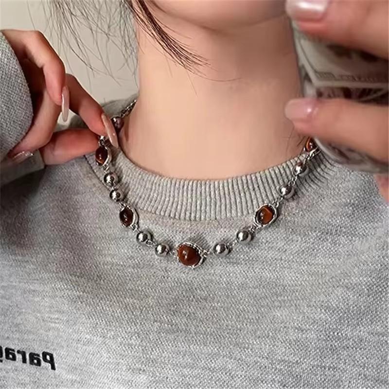 Natur Tigerauge Stein Anhänger & Halsketten für Damen Hohe Qualität Natürliche Perlen Geflochtene Halsketten Herren Mode Kordelkette Geschenke