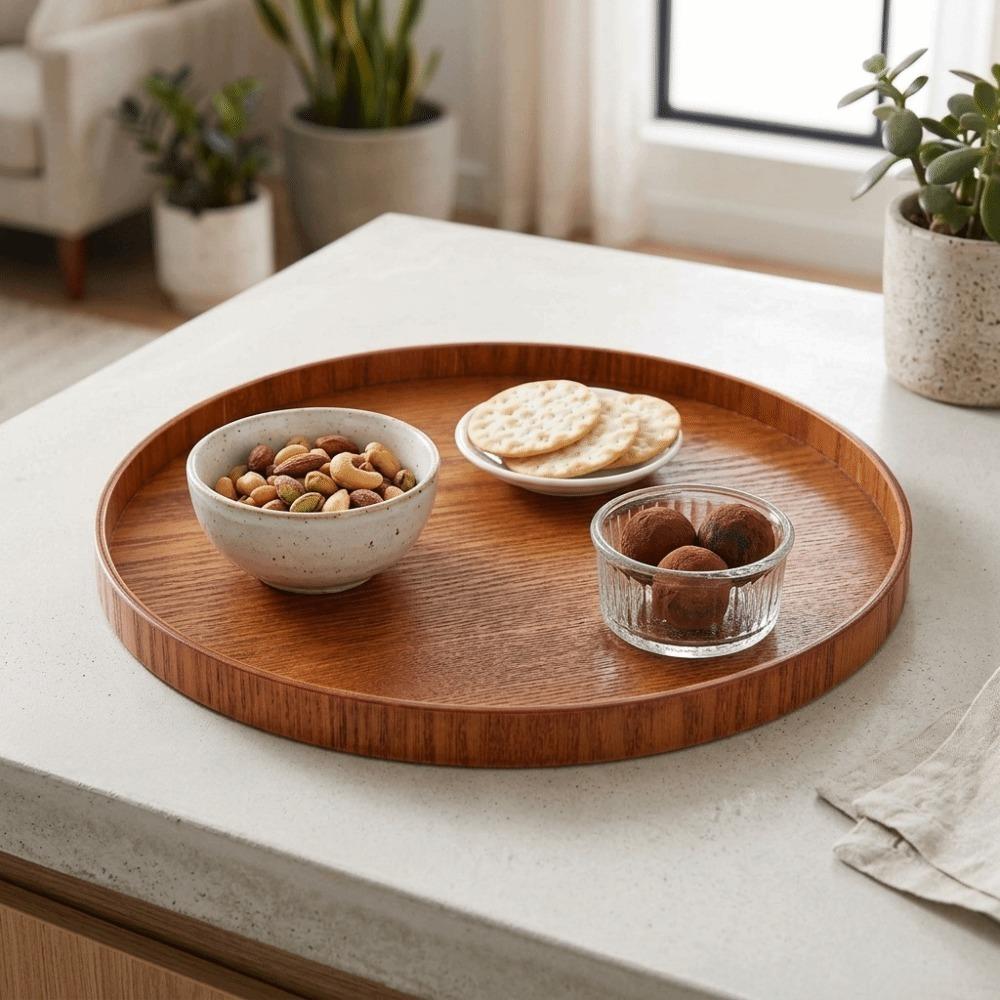 Solid Storage Tray Round Serving Tray Practical Snack Tray  Kitchen Counter