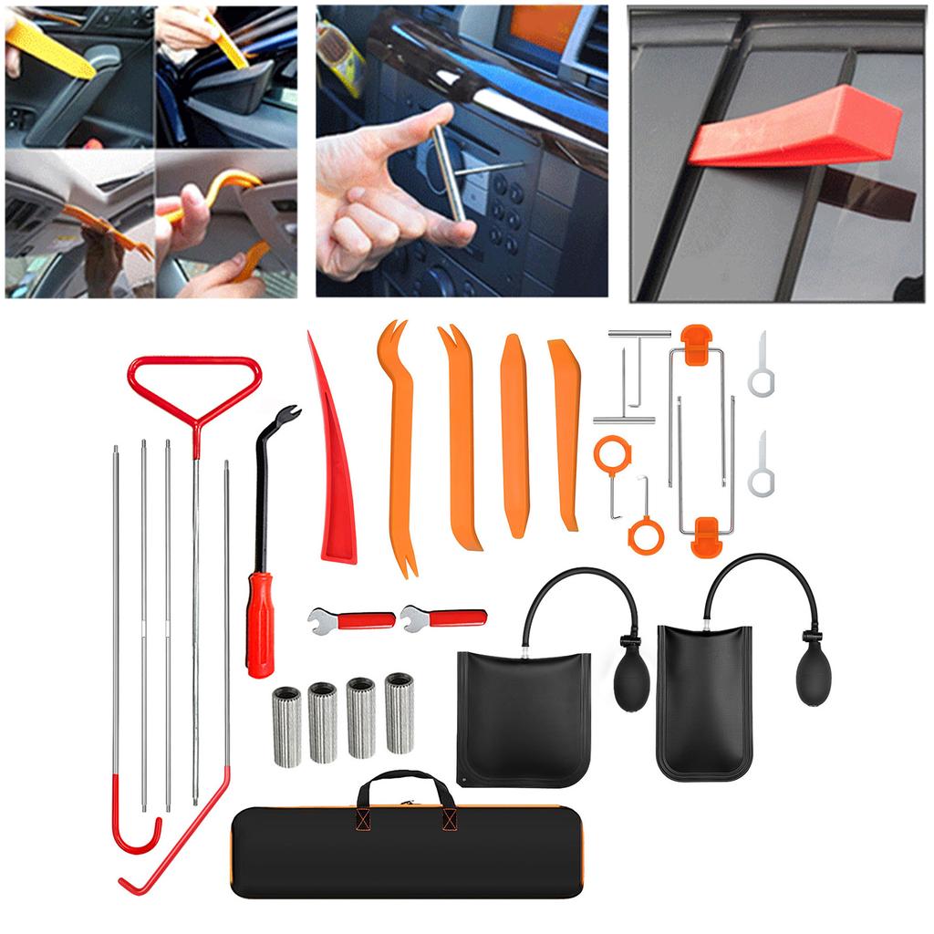 28 szt. Zestaw szczypiec do klipsów i ściągacz do spinek Tapicerka samochodowa Zestaw naprawczy combo z torbą do przechowywania na panel drzwi samochodu, deskę rozdzielczą