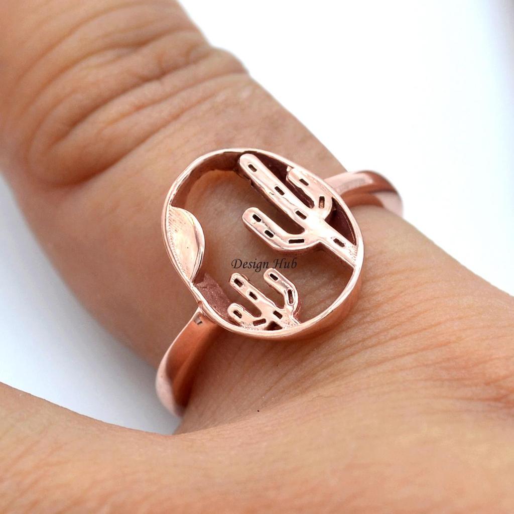 Kaktus Silber Rose Gold Ring 925 Sterling Silber Handgemachter Schmuck  Weihnachtsverkauf  zu niedrigen Preisen im Onlineshop Joom kaufen