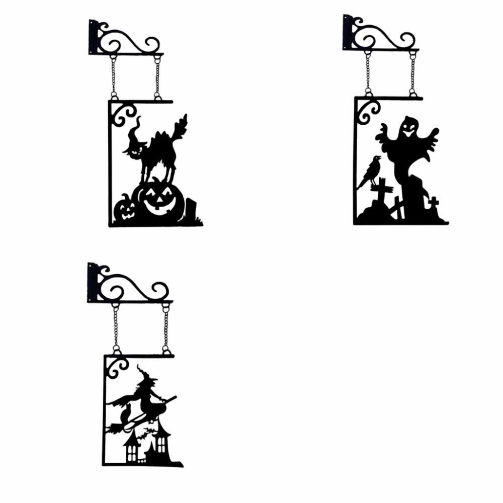 Vintage Halloween Hanging Sign Not Easy To Deform Witch Silhouette Ghost Pendant Party