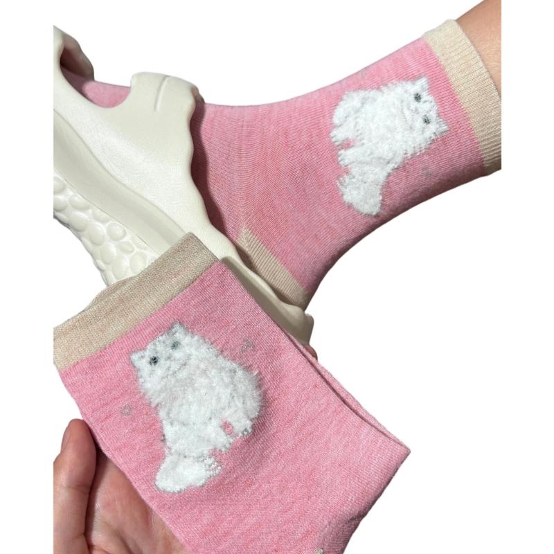 Women s Cats Socks Cute Novel Funny Crew Socks Casual Cartoon Bootie Socks,Animal Ankle Socks Middle Tube Socks Hosiery розовый